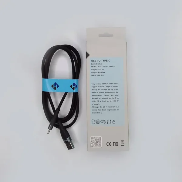 کابل فست شارژ 5 آمپر USB To Type-c مدل H-03 برند Hermit - Image 2