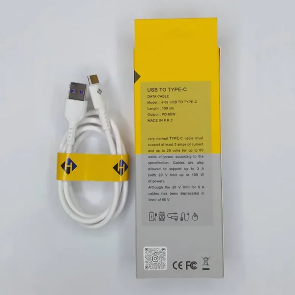 کابل فست شارژ 5 آمپر USB To Type-c مدل H-09 برند Hermit - Image 2